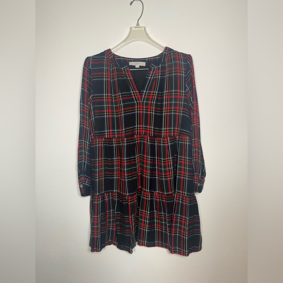 LOFT Dresses & Skirts - 🎉Host Pick🎉 Loft Plaid V-Neck Dress - Red Black Yellow Green Blue White